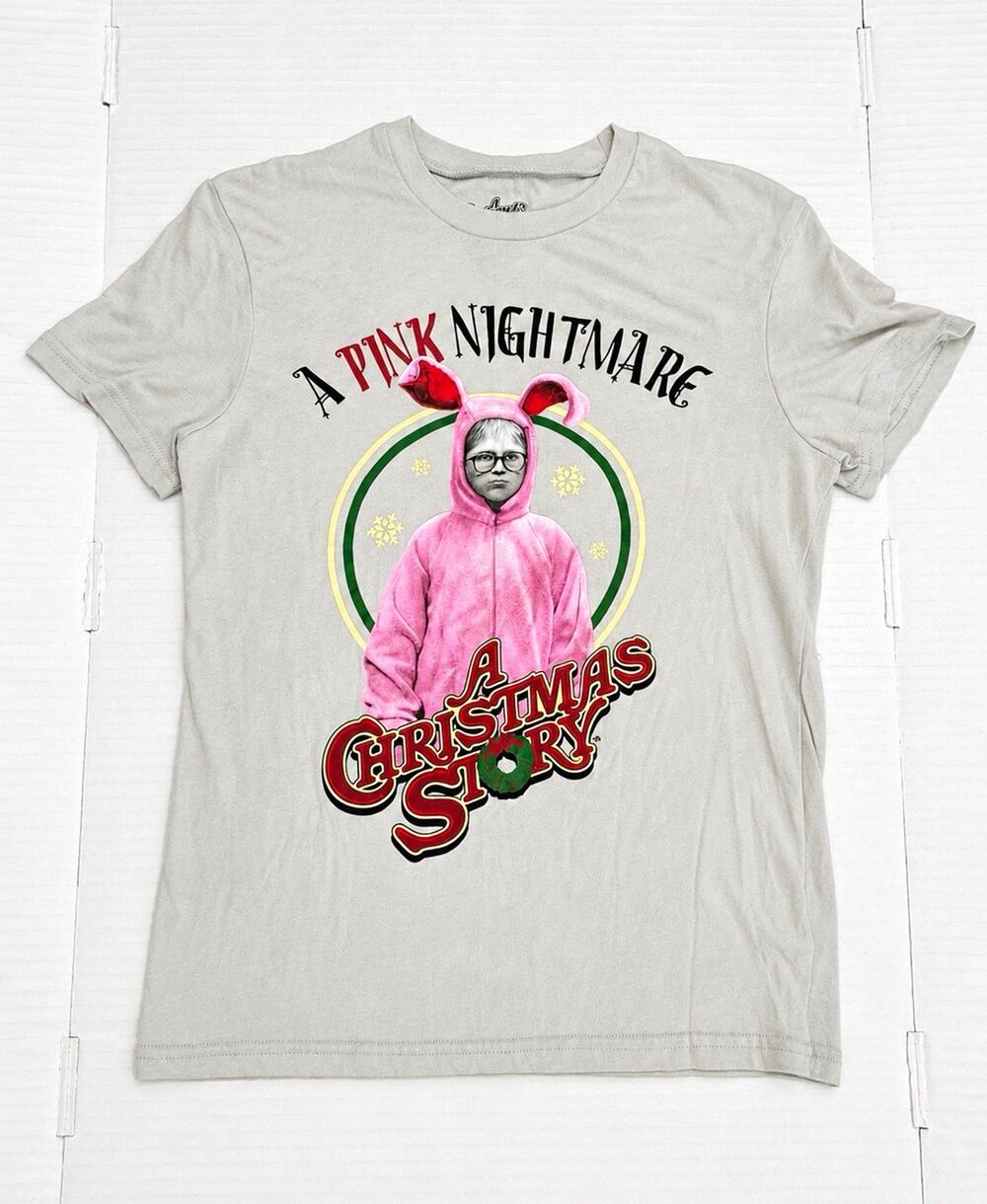 A Pink Nightmare A Christmas Story Pink Bunny Ralphie Graphic T-Shirt Small